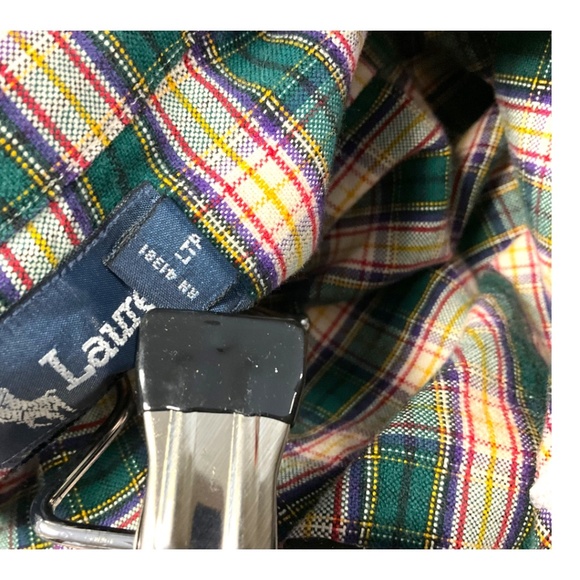 Ralph Lauren Cotton Button Down Long Sleeve Plaid Brushed Shirt - Picture 8 of 11